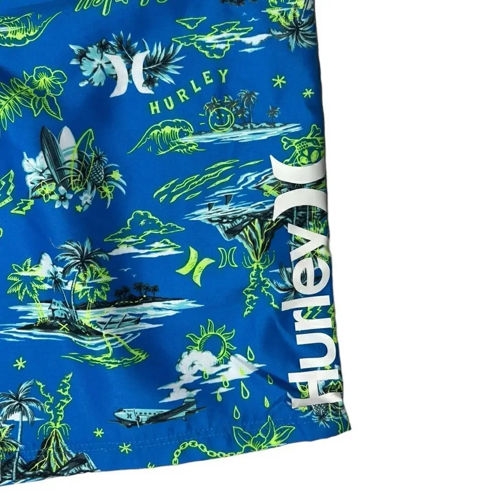 Hurley Neptune Blue Tropical Swim Board Shorts Size 16 / 28 NWT